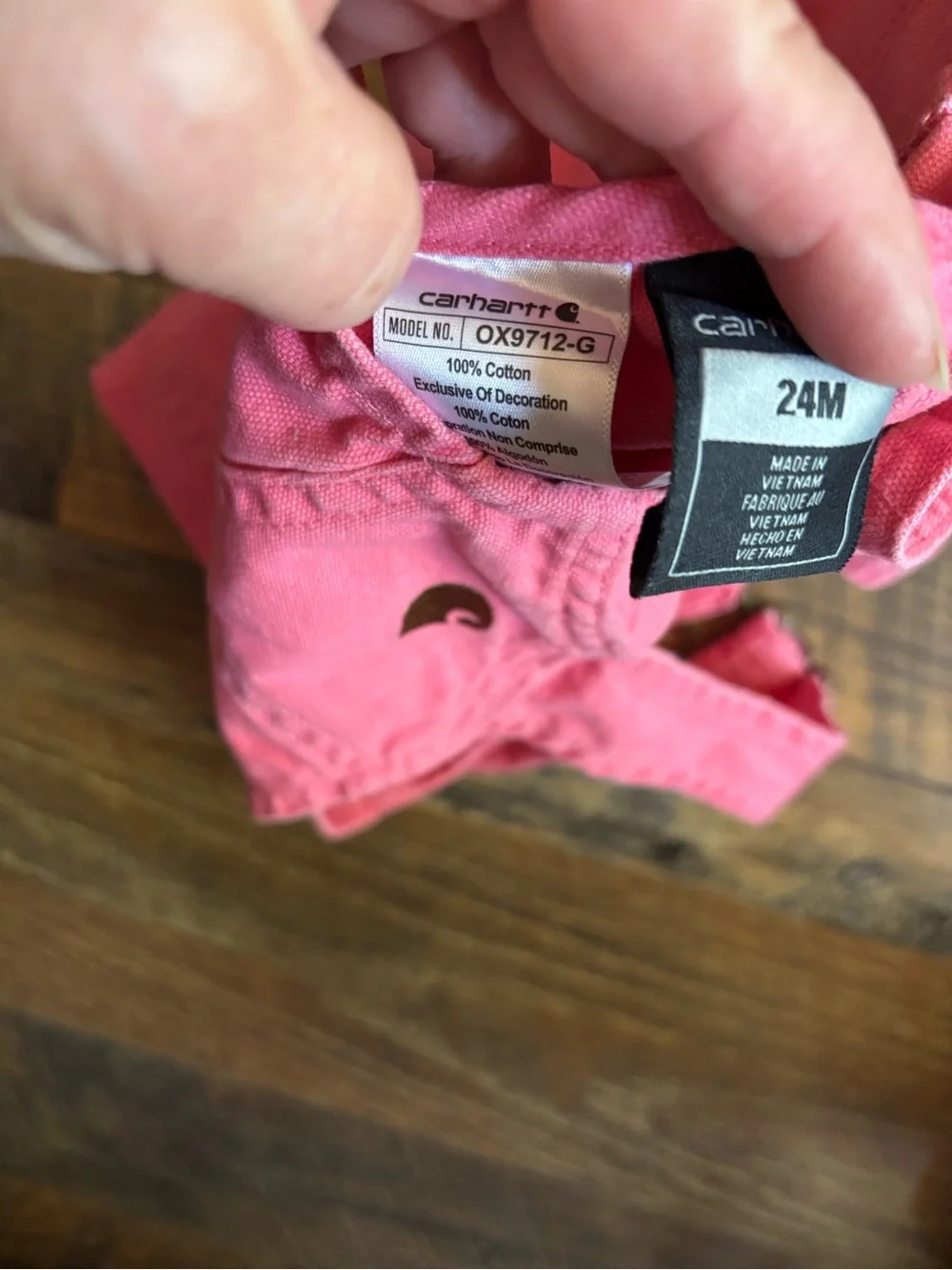 Carhartt hot pink canvas bib overalls size 24 months